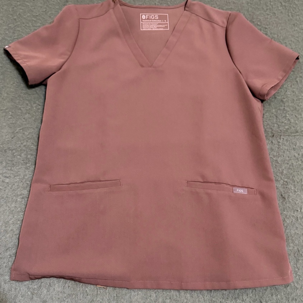 Figs taupe V-Neck Scrub Top